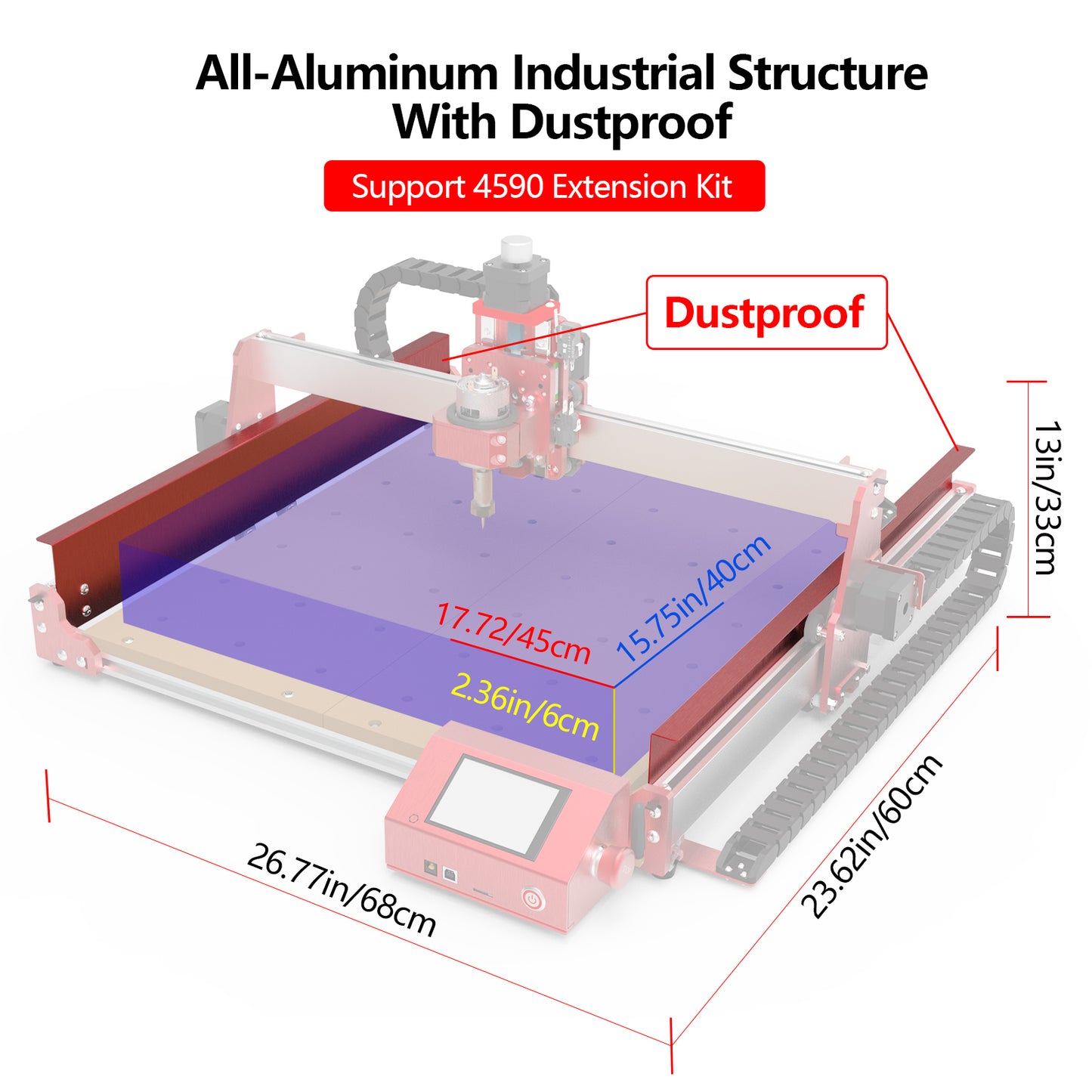 GOIOK G1 CNC Router Machine, 3-Axis Aluminum CNC Engraving Machine(45 * 40 * 6CM) base on GRBL Control, All-Metal Milling Machine for Wood, Acrylic, Resin sheets, Aluminum alloys Carving Cutting